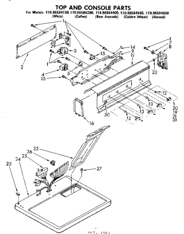 Top and console parts