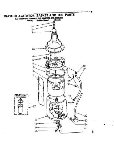 Washer agitator basket & tub parts