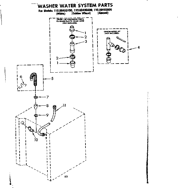 Washer water system parts