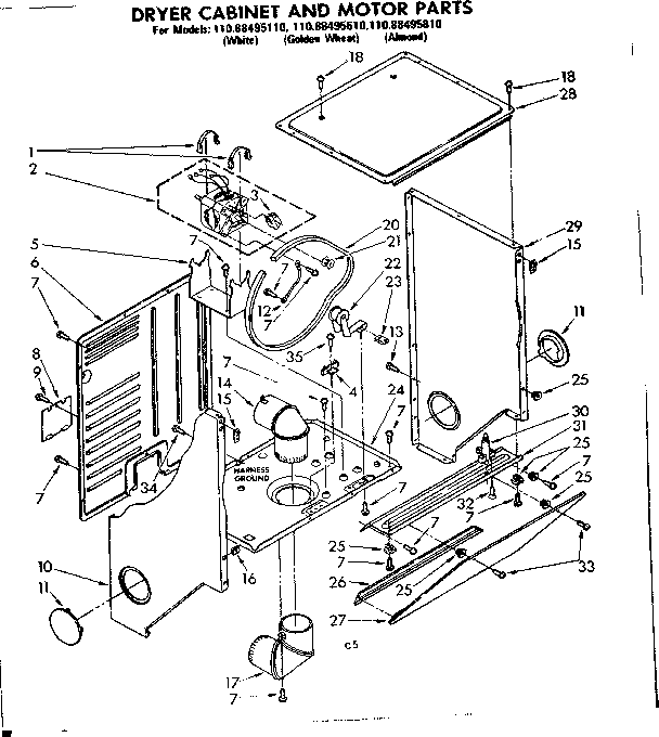 Cabinet and motor parts