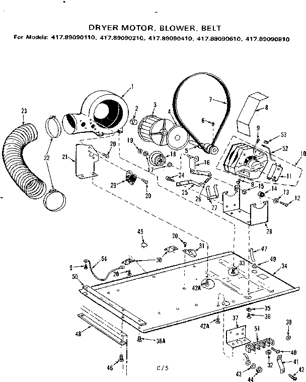 DRYER MOTOR, BLOWER, BELT