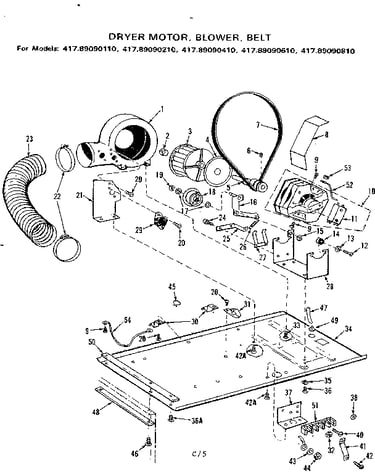 Dryer motor, blower, belt