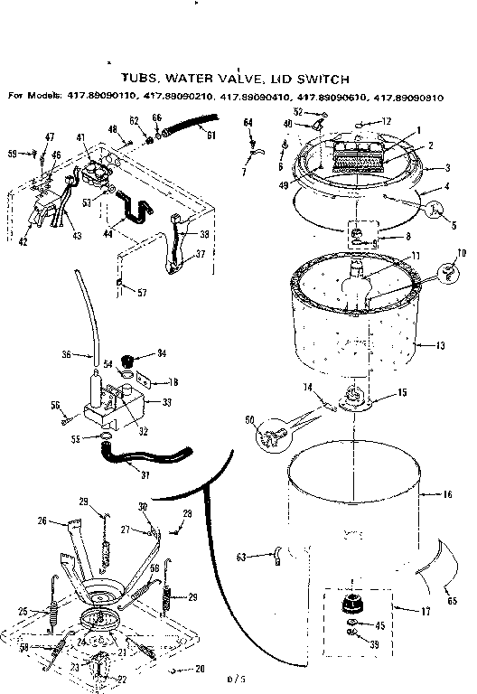 TUBS WATER VALVE, LID SWITCH