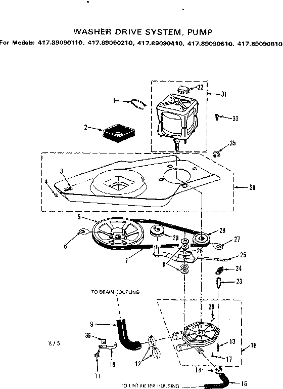 WASHER DRIVE SYSTEM, PUMP