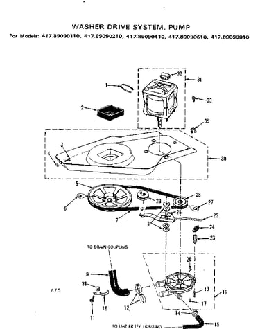 Washer drive system, pump