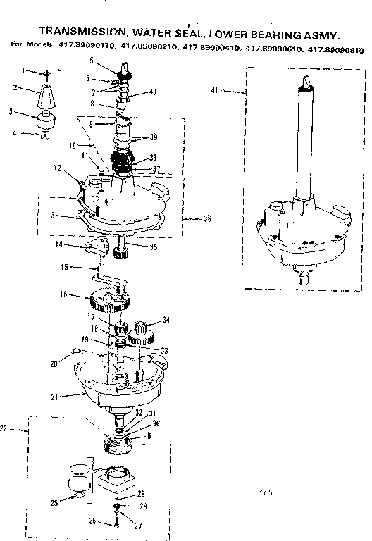 TRANSMISSION, WATER SEAL, LOWER BEARING ASM