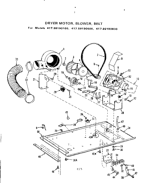 Dryer motor, blower, belt
