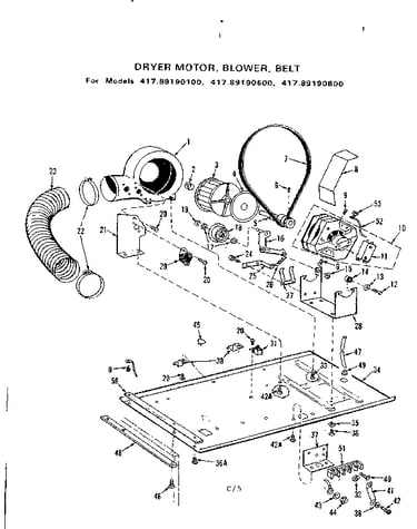 Dryer motor, blower, belt