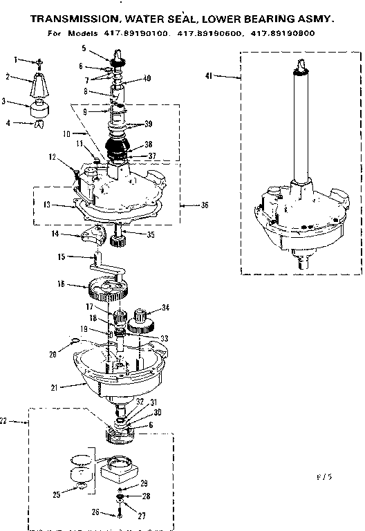 Trnasmission water seal, lower bearing asm