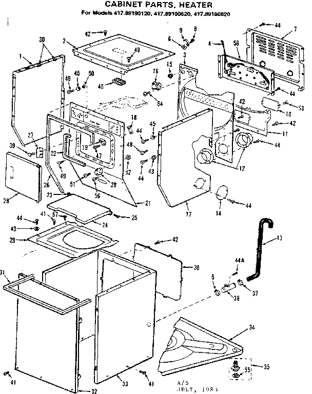 Dryer/cabinet parts heater