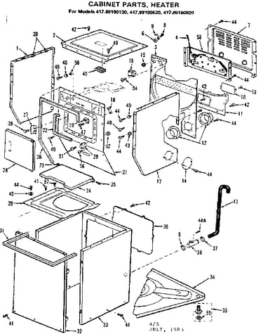 Dryer/cabinet parts heater