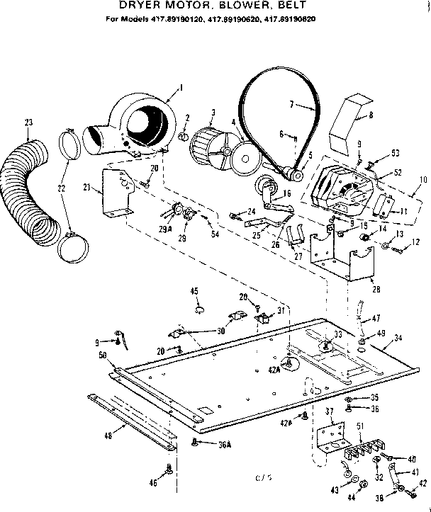 Dryer motor, blower, belt