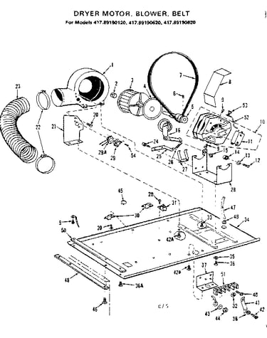 Dryer motor, blower, belt