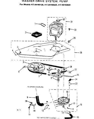 Washer drive system, pump