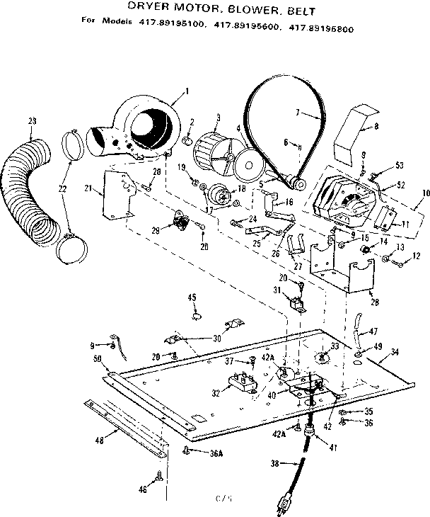 Dryer motor, blower, belt