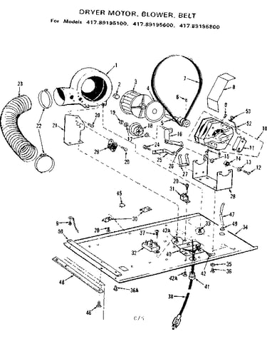 Dryer motor, blower, belt