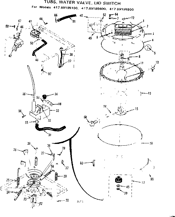 TUBS, WATER VALVE, LID SWITCH