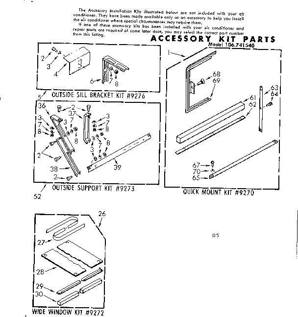 Accessory kit parts