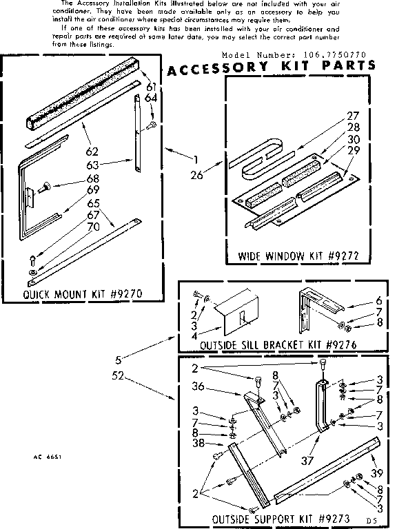 Accessory kit parts