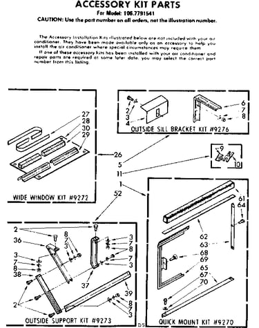 Accessory kit parts