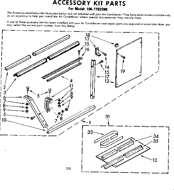 Accessory kit parts