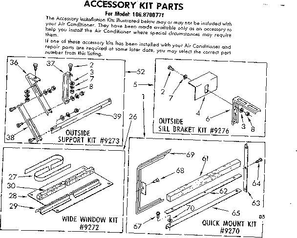 Accessory kit parts