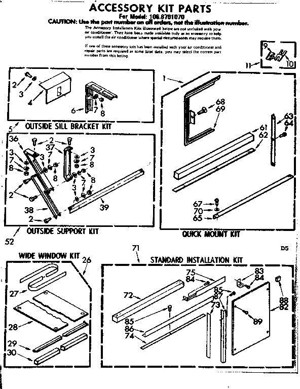 Accessory kit parts