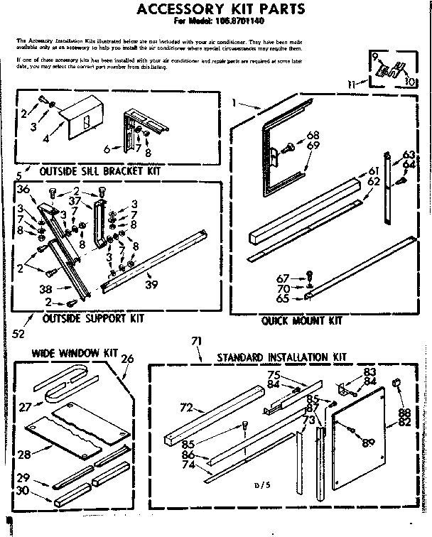 Accessory kit parts