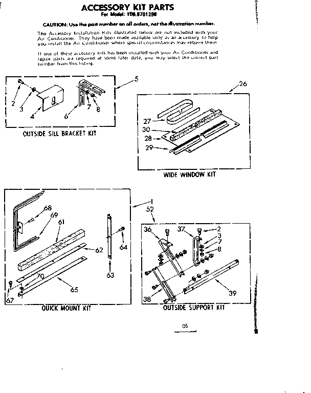 Accessory kit parts