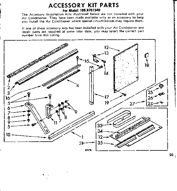 Accessory kit parts