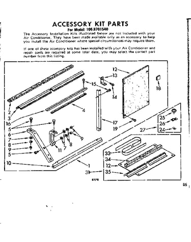 Accessory kit parts
