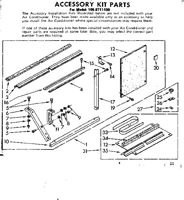 Accessory kit parts