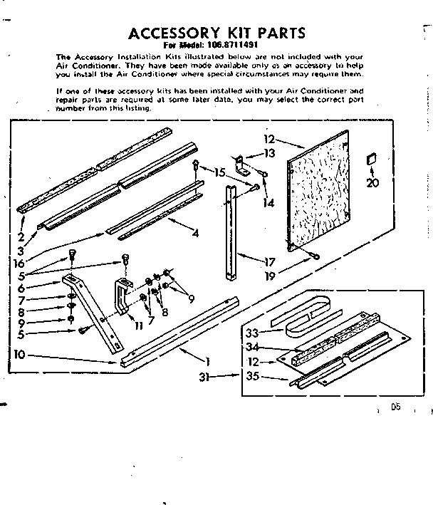 Accessory kit parts