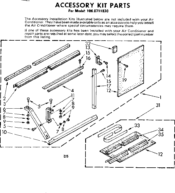 Accessory kit parts