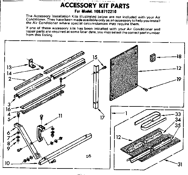 Accessory kit parts