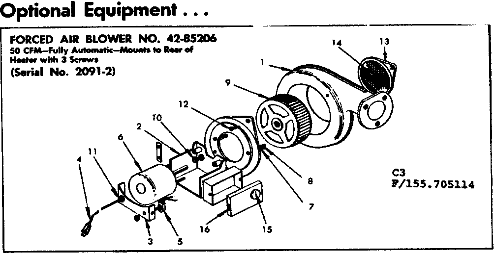 OPTIONAL FORCED AIR BLOWER NO 42-85206