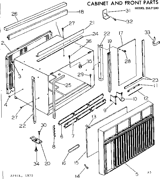 Cabinet and front parts
