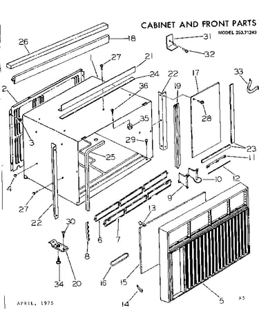 Cabinet and front parts