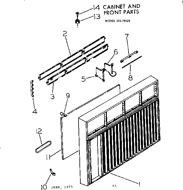 Cabinet and front parts