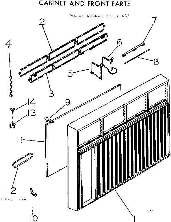 Cabinet and front parts