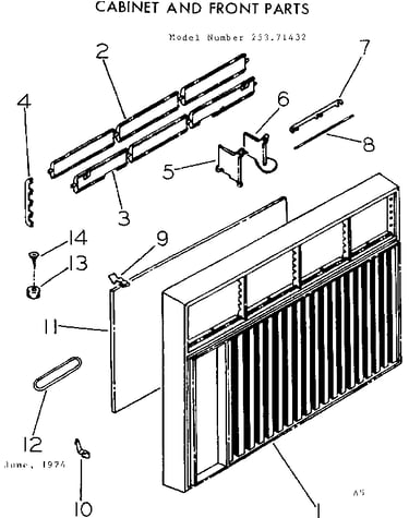Cabinet and front parts