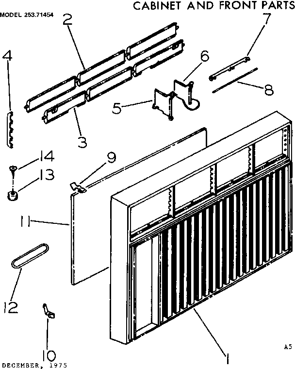 Cabinet and front parts