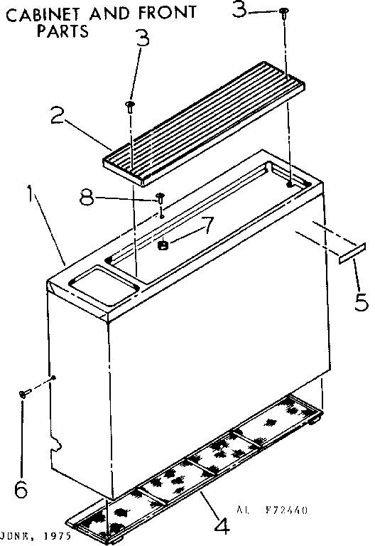 Cabinet and front parts