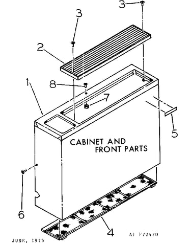 Cabinet and front parts