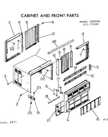 Cabinet and front parts