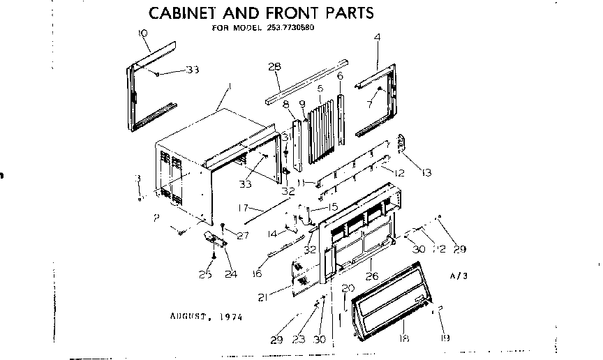 Cabinet and front parts