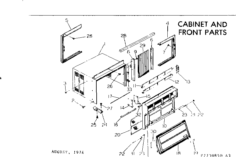 Cabinet and front parts