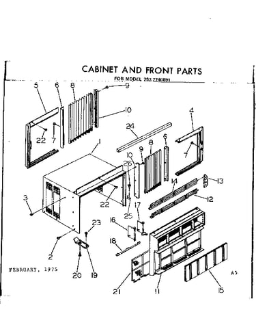 Cabinet and front parts