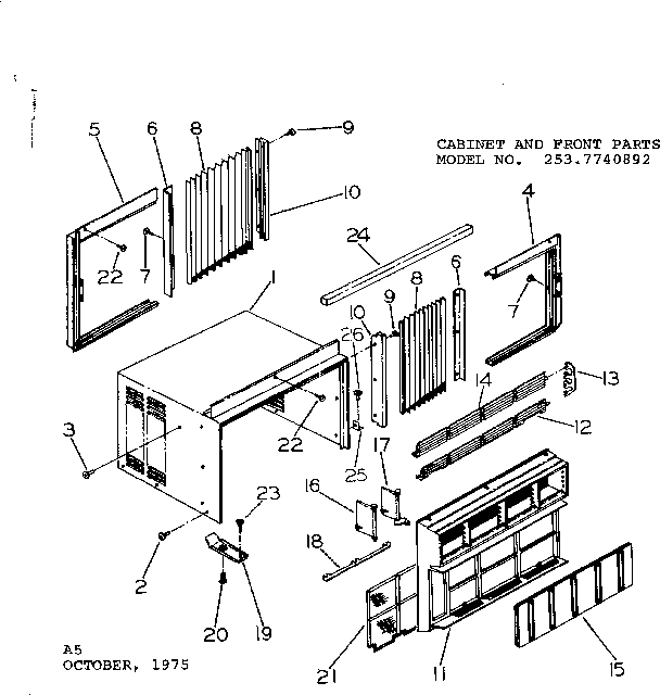 Cabinet and front parts