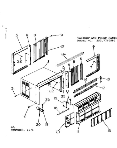 Cabinet and front parts